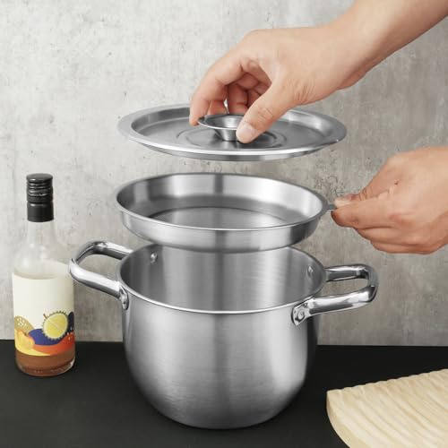 Contenitore per grasso con filtro dell'olio da 2,8 litri, con coperchio, in acciaio inox, contenitore per grasso per pancetta, antiaderente, salvaspazio, portatile, per cucinare a casa