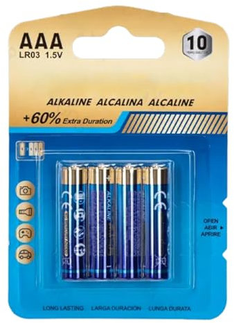 Lot de 4 Piles alcalines AAA LR03 de 1,5 V, idéales pour Les appareils électroniques et Les Jouets.
