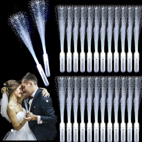 24 Stück Leuchtstab Glasfaser,Leuchtstäbe Partyzubehör,Leuchtstäbe Bunte,LED Leuchtstäbe Glow in The Darkness Stick Partyzubehör,Glasfaser Leuchtstab für Erwachsener Weihnachten,Konzert,Hochzeit
