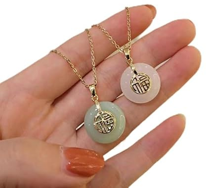 Collier avec pendentif en jade Hetian Fu Word Peace, collier avec pendentif en jade, collier avec pendentif porte-bonheur en jade, collier avec pendentif chinois Fu, collier avec pendentif de fortune