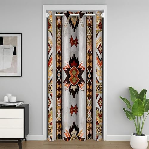 Loussiesd Grau Südwesten Türvorhang 106x203cm Geometrische Vorhang Tribal Exotic Style Native American Indian Design Vorhang Streifen Linie Vorhang für Innentür Raumteiler Zimmer Divider