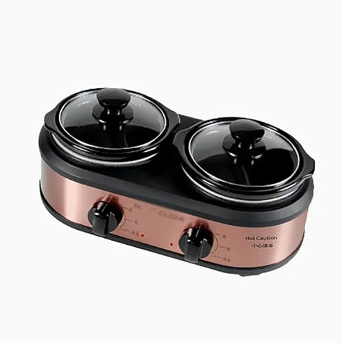 Olla De Cocción Lenta Eléctrica De 2 Ollas, Utensilio De Cocina Eléctrico Liviano, Tres Niveles De Ajuste De Temperatura, Gran Capacidad De 1,2 L, Olla Desmontable Para Buffet, Catering, Cocina, Fiest