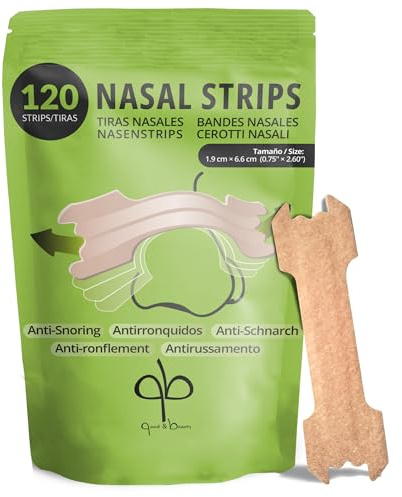 GOOD & BEAUTY Tiras Nasales Antironquidos para Dormir - 120 Unidades para Respirar Mejor por la Nariz, Talla Universal - Tiras Nasales Deportivas - Anti Ronquidos para Dormir - Ronquidos Soluciones