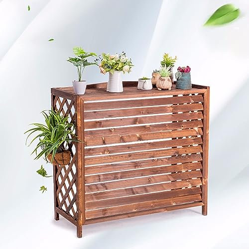 LFONDIGE Cubierta de Aire Acondicionado de Madera Maciza, Pantalla de privacidad, Cerca, Rejilla Protectora para Aire Acondicionado y Bomba de Calor, Soporte Resistente para decoración de jardín, SOP