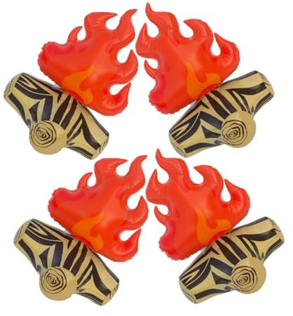 IMIKEYA 4 Stück tragbares aufblasbares Lagerfeuer flammenlos Knicklichter Camping im Freien Aufblasbare Lagerfeuerdekoration Verschleißfeste Lagerfeuerstütze PVC
