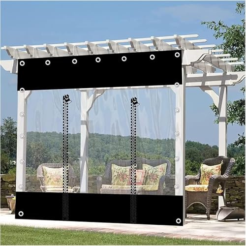 Outdoor Clear Tarp Curtains 0.5mm PVC Waterproof Tarpaulin With Grommets, Pergola Patio Porch Gazebo Garden Transparent Tarpaulin Side Panels, Weatherproof, With Zipper Door,Lxh,230x220cm(7.