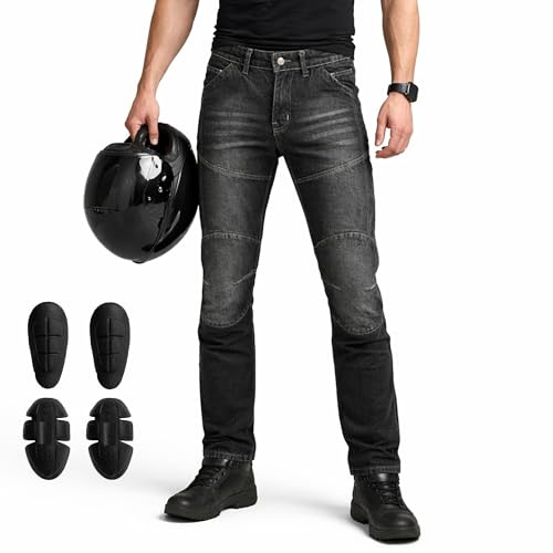 Vaster Moto Motorradjeans für Herren mit Kevlar-Rüstungsschutz, CE-zugelassen nach EN 17092-3:2020, XL
