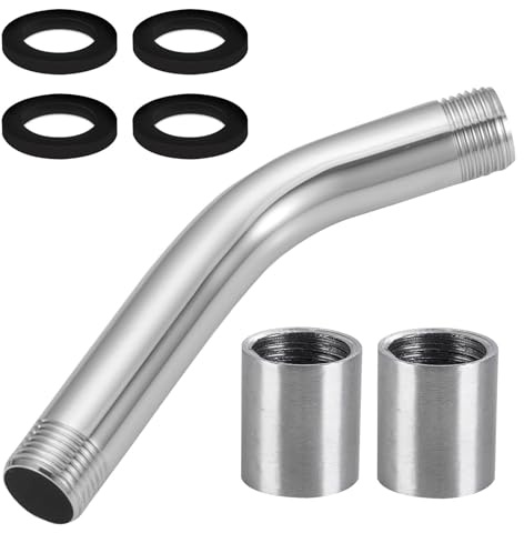 Duschkopf Verlängerung 1/2 Zoll, 15cm Edelstahl Handbrause Verlängerung mit G1/2 gerade Steckverbinder und 4 Unterlegscheiben, Dusche Verlängerungsrohr Solardusche Ersatzteile für Duschkopf Badzimmer