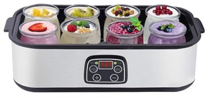 Yogurtiera Ultimate, macchina elettrica multifunzione con display a LED, 8 vasetti in vetro, controllo regolabile della temperatura e del tempo per yogurt fresco fatto in casa, yogurt biologico