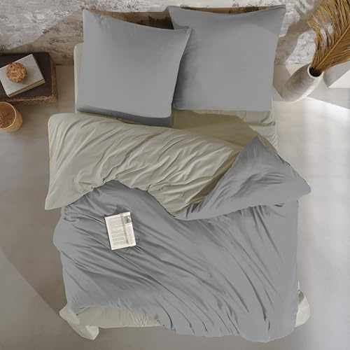 nordqueen Belmond Bettwäsche Seersucker 100% Baumwolle Bettbezug aus Atmungsaktive ÖkoTex Zertifiziert Winter Bettwäsche-Set mit Kissenbezug 80x80 cm (V9, 135x200 cm)