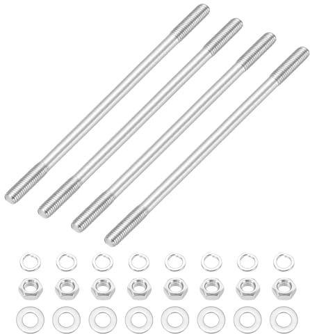 sourcing map Lot de 4 vis à goujons à double extrémité M8 x 150 mm, en acier inoxydable 304 à double filetage avec rondelle d'écrou pour l'entretien de la maison, ancrage structurel, vis de fixation