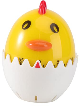 Lurrose Mechanical Kitchen Timer Cute Eggshell Chicken Design Countdown Reminder for Cooking Baking Students Manual Wind-up Timing Tool