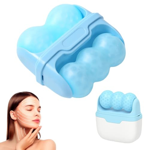 YUPZAR 1 Pezzi Rullo di ghiaccio per viso e occhi, 2 in 1 rulli per la cura della pelle del viso e del viso, massaggiatore a rulli per il ghiaccio per alleviare il gonfiore（Blu）