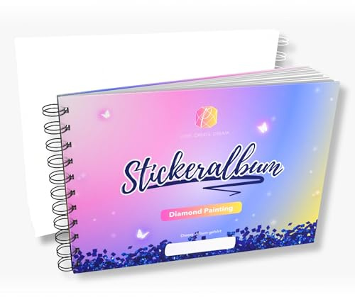 Picmondoo Diamond Painting dekalalbum – 50 sidor för upp till 200 klistermärken | dubbelsidig silikonbeläggning – inget lim | perfekt för förvaring och samling (klistermärkesalbum)