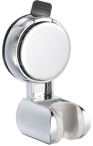 QUARKZMAN Soporte para cabezal de ducha, soporte con ventosa para ducha, cabezal de ducha de mano removible y soporte de montaje mural con ventosa (en forma de L, color plateado)