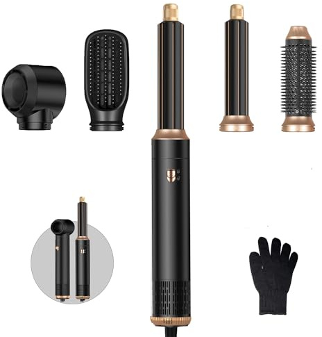Hairstyler Set, 5 in 1 Air styler, Negativ Lonen Haarstyler mit Lockenstab automatisch, Air Styler Thermal Brush Haartrockner
