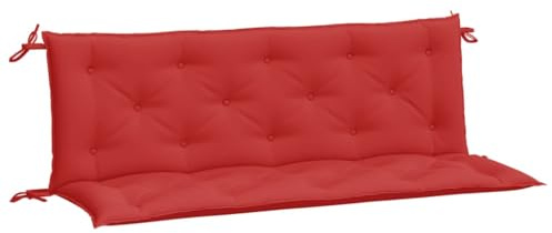 HFXHIJXQ Gartenbankauflage 150x50x7 cm Oxford rot, wasserabweisend, mit Rückenkissen & Bändern, für Garten Balkon Terrasse Strandkorb Bank