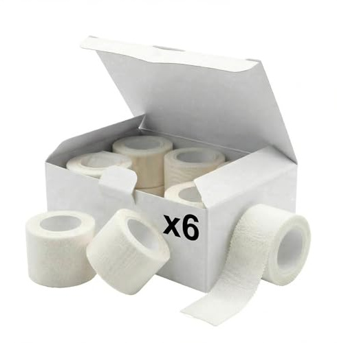KMINA Esparadrapo de Seda (6 unidades) 5 cm x 5 m Blanco, Transpirable y Sin Látex para Pieles Sensibles y Deporte