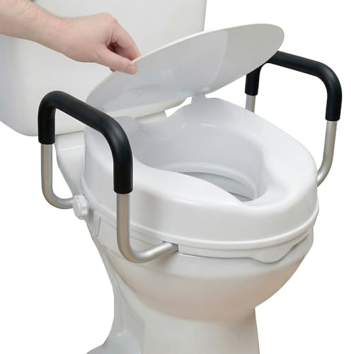 Eazy Raised 4 Inch Toilet Seat with Handles – Secure Locking Toilet Riser for Elderly, Disabled Adults, Mobility Aid for Seniors, Comfortable Elevated Toilet Seat for Bathroom Safety