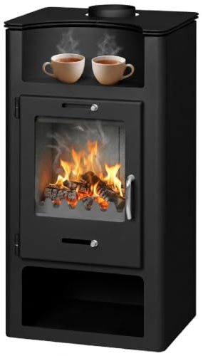 Kaminofen Victoria Elegance schwarz - 9,57 kW | mit Teefach