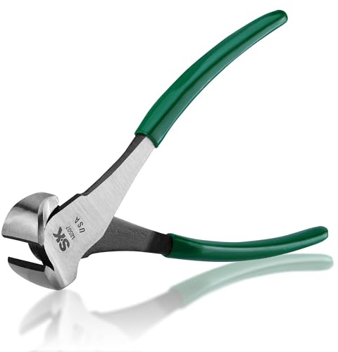 SK Tools USA 7-Inch End Cutting Pliers, Heavy Duty Nail Puller Pliers, High Carbon Steel, Padded Handle for Comfortable Grip