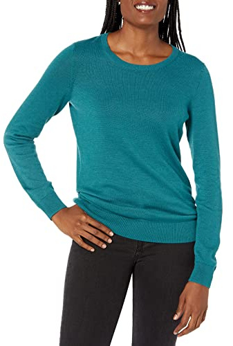 Amazon Essentials Jersey de Cuello Caja Ligero de Manga Larga (Disponible en Tallas Grandes) Mujer, Cian Oscuro, L