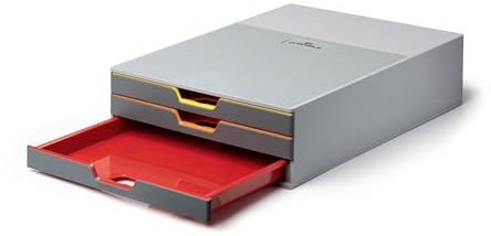 Durable Schubladenbox (Varicolor) 3 Ablagefächer, mit Etiketten zur Beschriftung, mehrfarbig, 760327