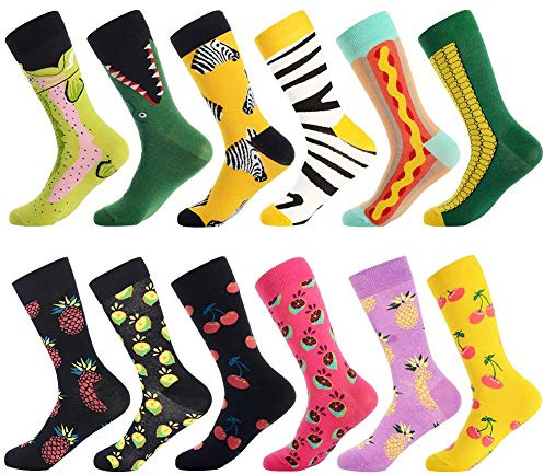 BONANGEL Calcetines Funky para Hombre, Calcetines Navideños Hombre 39-46 | Divertidos y Coloridos Calcetines de Vestir de Algodón Loco, Regalo para Hombres Papá Novio 39-42 43-46