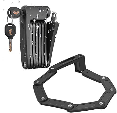 DINOKA Faltschloss, Faltbares Fahrradschloss mit Hochsicherheits-Diebstahlschutz aus festem Stahl mit Passender Schlosshalterung