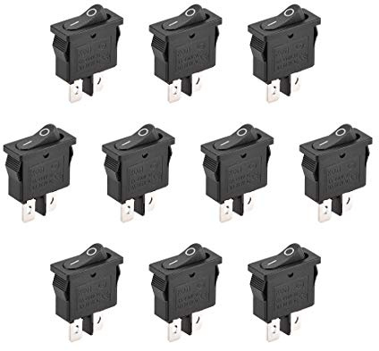 sourcing map 10stk. SPST 2 Position On/Off 2Pin Boot Wippschalter Kippschalter AC250V/6A,AC125V/10A,für Boot,21x9,5mm,Schnapp