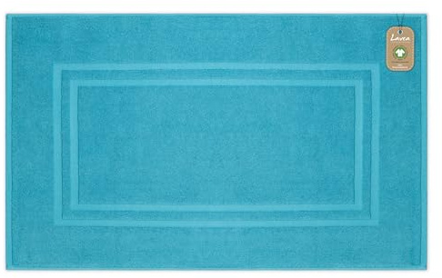 Lavea® Badematte 50x80 cm – Türkis | Badezimmerteppich 100% Baumwolle, 800 g/m², saugstark, Badteppich, Badvorleger für Badezimmer – Frottierserie Bali