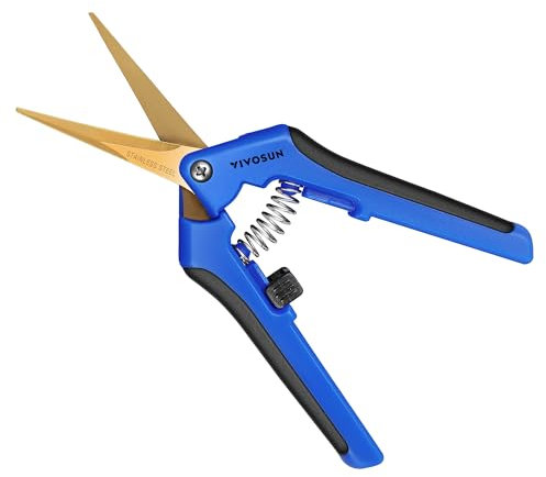 VIVOSUN 2er-Packung Gartenschere 17cm Pflanzenschere mit ergonomischen Griffen Baumschere mit gebogenen Klingen und Titan-Antihaftbeschichtung Rosenschere Blau