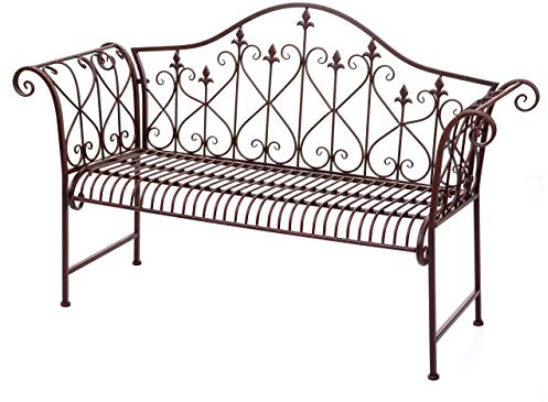 Mendler Gartenbank HWC-H78, Parkbank Sitzbank, 2-Sitzer Metall mit Verzierungen Rost-Optik braun 150cm - ohne Sitzkissen