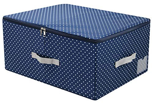 Amonsen Scatola di immagazzinaggio impilabile lavabile in nylon con coperchio con cerniera, contenitori per riporre gli indumenti pieghevoli, blu navy