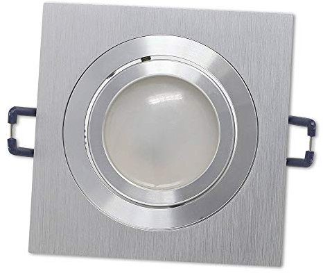 LED Einbaustrahler Edelstahl gebürstet eckig 5 Watt warmweiß 230V flach (30mm) - Einbauleuchte schwenkbar dimmbar aus Aluminium - 75-85mm Bohrloch Einbau-Spot Decken-Strahler