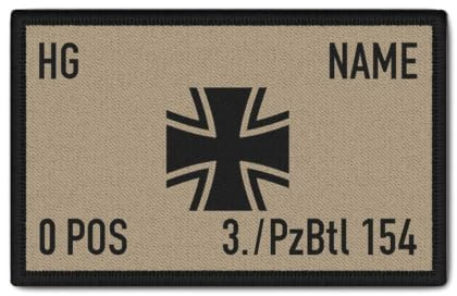 Rank Patch 9,8x6cm Bundeswehr Dienstgrad Name Einheit Blutgruppe #35397