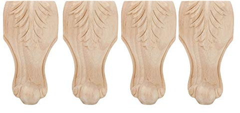 4 Stück Möbelfüße Holz Möbel Füße Massivholz Geschnitzten Ersatz Tischbeine Möbelbeine für Sofa Bett Schrank Couch Stuhl(12 * 6 cm)
