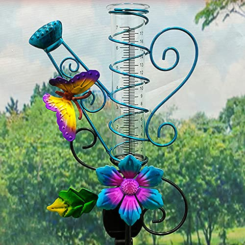 Lampe solaire pluviomètre décoratif vert acier inoxydable éclairage jardin météo IP44 capteur lampe,Fenteer Arrosoir Pluviomètre Plein Air avec Solaire Alimenté Jeu de Lumière Décoratif Cour Jardin.