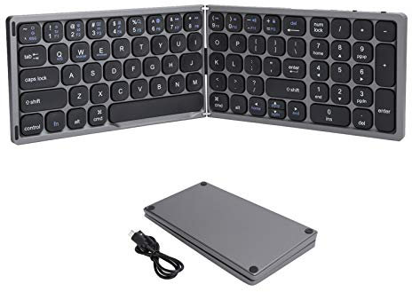 ciciglow Foldable Bluetooth Keyboard, Ultra‑thin Portable Wireless Keyboard Rechargeable Full Size Folding Keyboard Compatible with Android Windows Smartphone Tablet and Laptop(Iron gray)