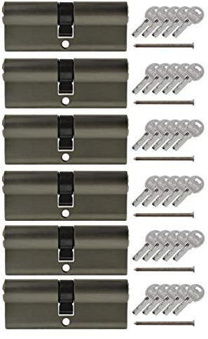 LÖWEN 70 mm, 6 x cylinderlås, 35/35 dubbelcylinder, likvärdigt låsande massiv låscylinder inkl. 30 vändnyckel A:35 B:35, set om 6 (70 mm 35/35, profilcylinder, 6 set likvärdigt)