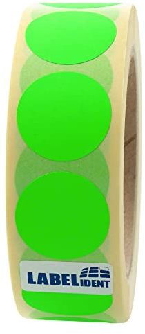 Markierungspunkte neongrün - Ø 30 mm - 1.000 bunte Klebepunkte auf 1 Rolle(n), 40 mm Kern, Papier, Inventuretiketten selbstklebend