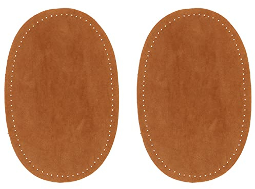 ZUPAYIPA 2Pcs Sew-On Fabric Oval Elbow Knee Patches Sweater Trousers Repair Patches Craft Supply Sewing Appliques (Suede Fabric，Camel)