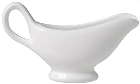 KIZQYN Sauce Boat Gravy Boat Ceramic Sauce Boat with Tray for Salad Dressings Creamer Broth Black Pepper White Gravy Boat (Size : Large)