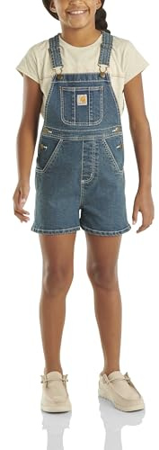Carhartt Pantaloncini in denim unisex per bambini, robusti, flessibili, vestibilità ampia, Denim lavaggio medio, 9 Months