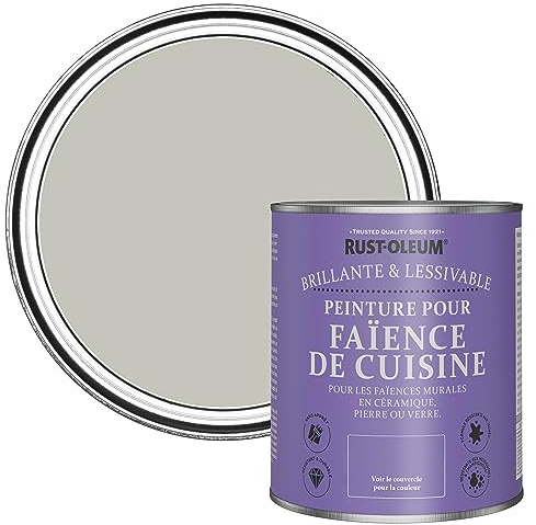 Rust-Oleum Grey Water-Resistant Kitchen Tile Paint in Gloss Finish - Tyne Fog 750ml