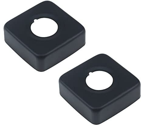 Dnyta Duscharm-Flansch, 60 x 20 mm, Schwarz, 2 Stück | Edelstahl-Abdeckplatte für Duschkopfarme, quadratisch