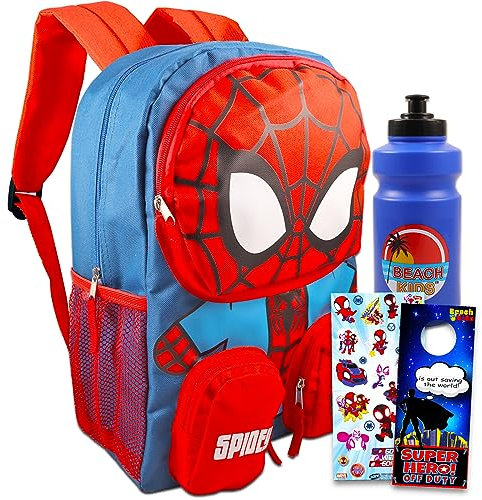 Spiderman Backpack for School Bundle w/ 16 Deluxe Bookbag for Boys