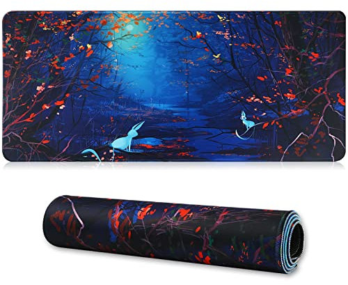 Jahosin Large Gaming Mouse Pad with Stitched Edges,[70x30cm] Extended Mouse Pad with Non-Slip Natural Rubber Base for Gamer/Desktop/Office/Home 70x30 Forest07