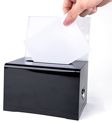 myourvann Acrylic Spendenbox Losbox Abschließbare Aufbewahrungsbox mit Einstecktafel für Abstimmungen, Gewinnspiele, Wettbewerbe - Schwarz