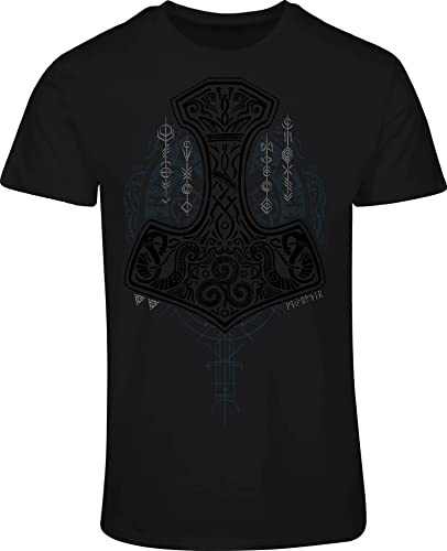 Wikinger Shirt Herren : Mjölnir - Thors Hammer - Fitness T-Shirt Wikinger Geschenke für Männer - Wikinger Kleidung